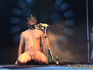 nasty fetish injection needle showcase on stage
